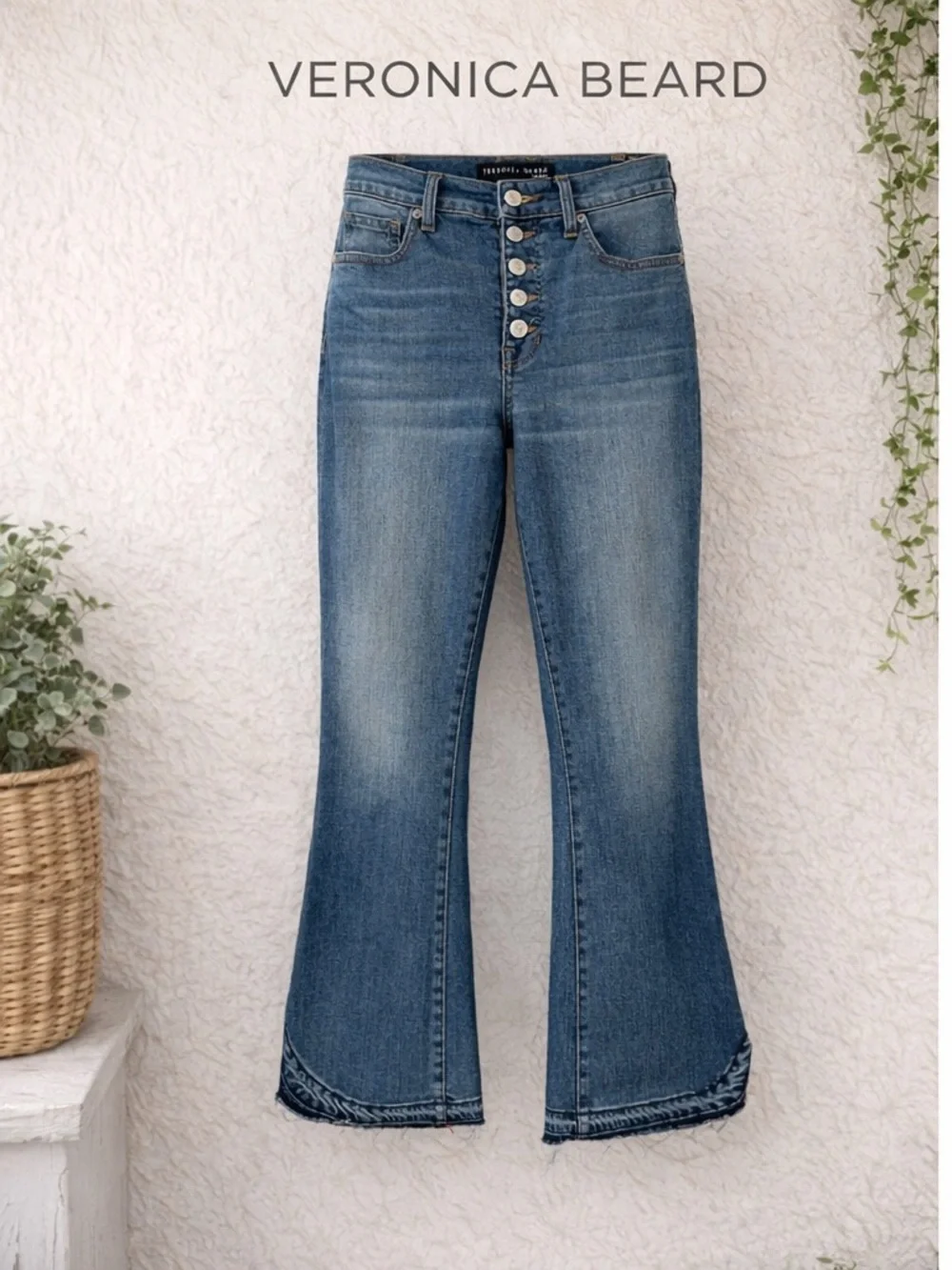 Veronica Beard Carolyn Baby Boot Jeans Beacon Wash High Rise Button Fly Sz 28 - Picture 3 of 8